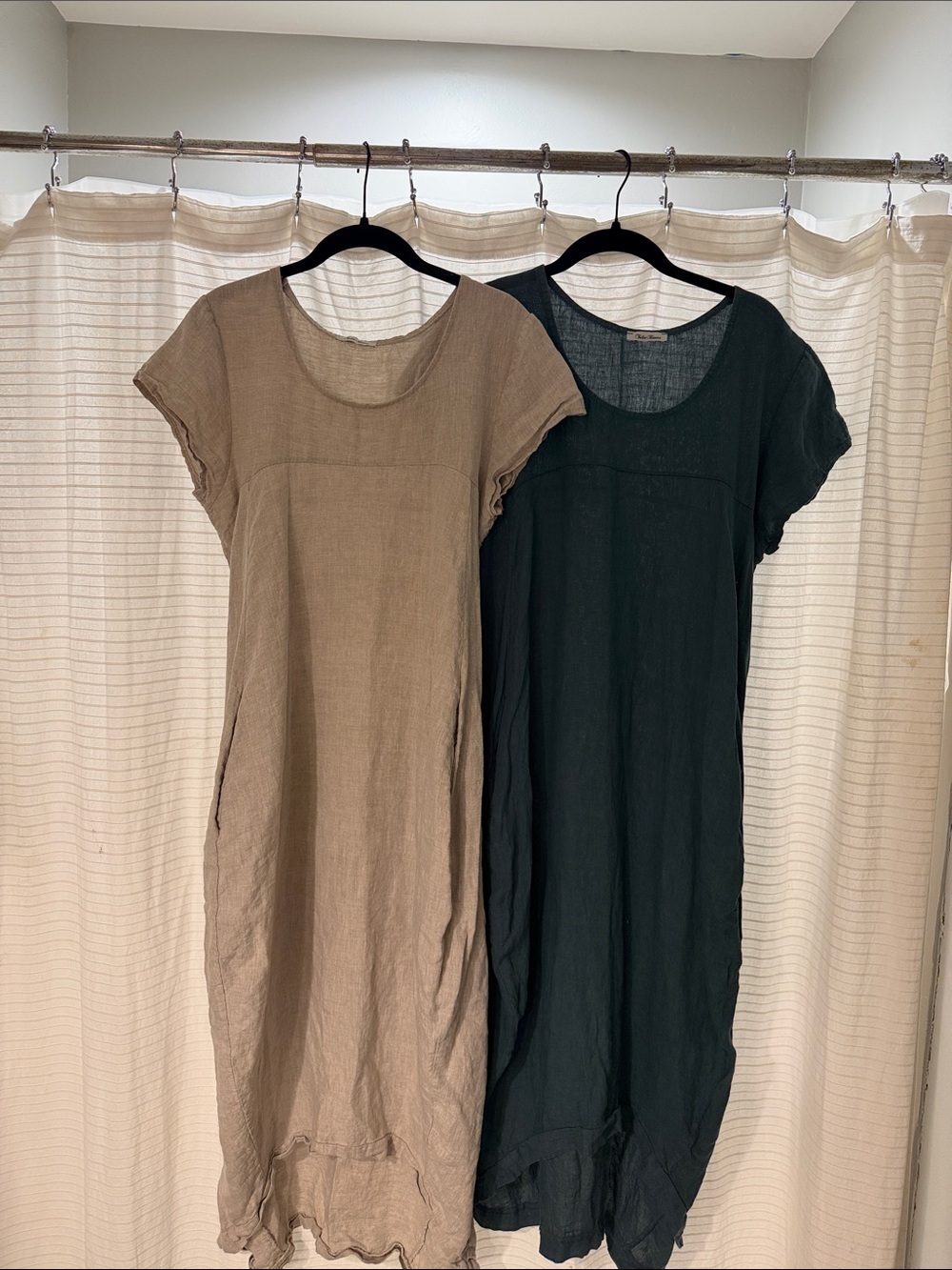 Women’s Maxi Dress in Taupe and Black - Minimal Scoop Neck
